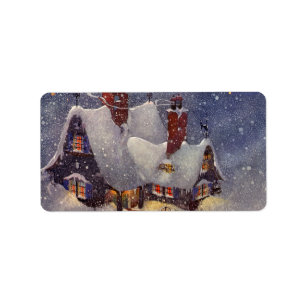 Vintage Christmas, Santa Claus Workshop North Pole Label