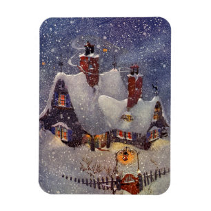 Vintage Christmas, Santa Claus Workshop North Pole Magnet