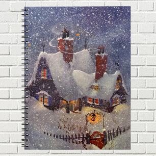 Vintage Christmas, Santa Claus Workshop North Pole Notebook