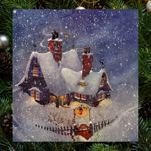Claus　Vintage　Workshop　Christmas,　Santa　North　Pole　Poster　Zazzle