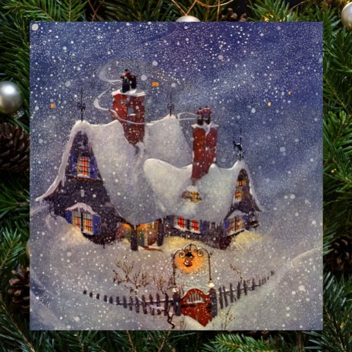 Vintage Christmas Santa Claus Workshop North Pole Poster