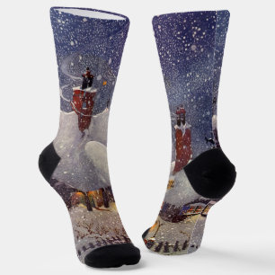 Vintage Christmas, Santa Claus Workshop North Pole Socks