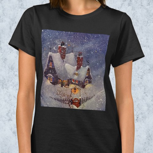 Vintage Christmas Santa Claus Workshop North Pole T_Shirt