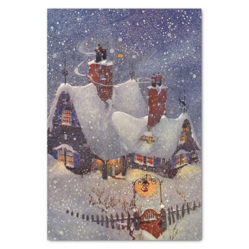 Vintage Christmas Santa Claus Workshop North Pole Tissue Paper