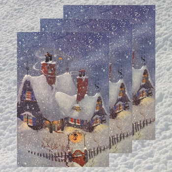 Vintage Christmas  Santa Claus Workshop North Pole Wrapping Paper Sheets by ChristmasCafe at Zazzle