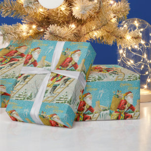Vintage christmas santa claus wrapping paper