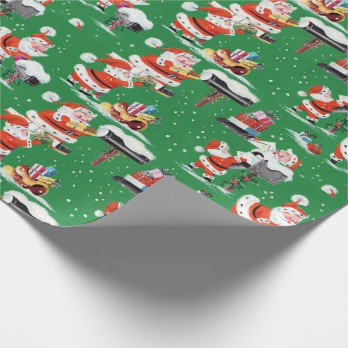 Vintage  Christmas Santa Claus Wrapping Paper