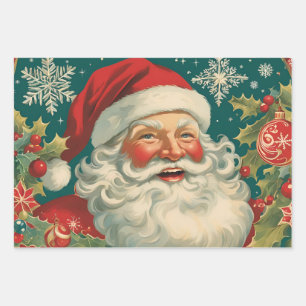 Vintage Christmas Santa Claus Wrapping Paper Sheets