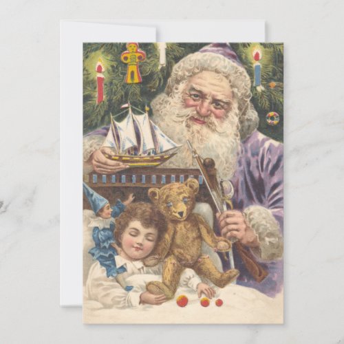 Vintage Christmas Santa Creeper Holiday Card