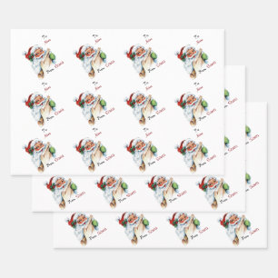 Vintage Christmas Santa Custom To and From Name Wrapping Paper Sheets