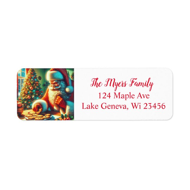 Vintage Christmas Santa Eating Cookies   Label (Front)