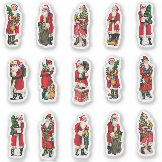 Vintage Christmas Santa Envelope Seals Set Sticker (Front)