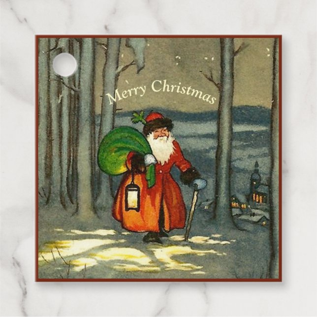 Vintage Christmas Santa  Favor Tags (Front)