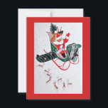 Vintage Christmas Santa Flying Holiday Card<br><div class="desc">Retro Vintage Christmas Santa Flying Over Reindeer Holiday Card.</div>