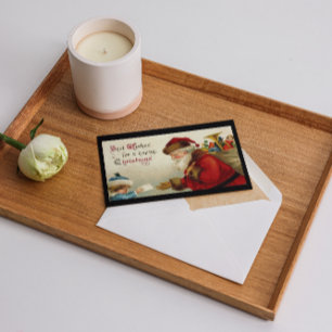 Vintage Christmas Santa Gifts Baby Boy give Letter Holiday Card