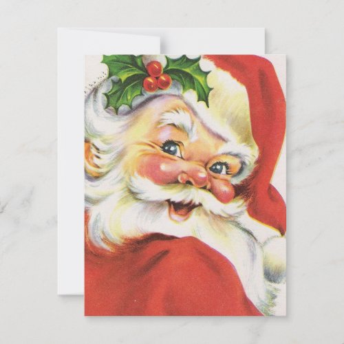 Vintage Christmas Santa Holiday Card