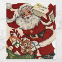 Vintage Christmas Santa Holiday drink label