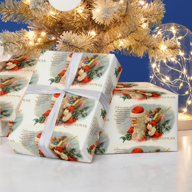 Vintage Christmas Santa Holiday party wrap Wrapping Paper (Holidays)