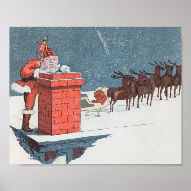 Vintage Christmas- santa  Holiday  Poster (Front)