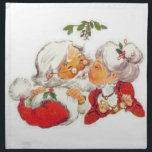 Vintage Christmas Santa Kissing Mrs Claus Napkin<br><div class="desc">Santa Claus is giving Mrs Claus a kiss under the mistletoe in this sweet vintage design. A great way to celebrate love this Christmas!</div>