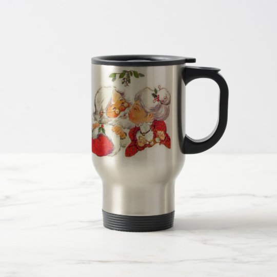 Vintage Christmas Santa Kissing Mrs Claus Travel Mug Zazzle Com
