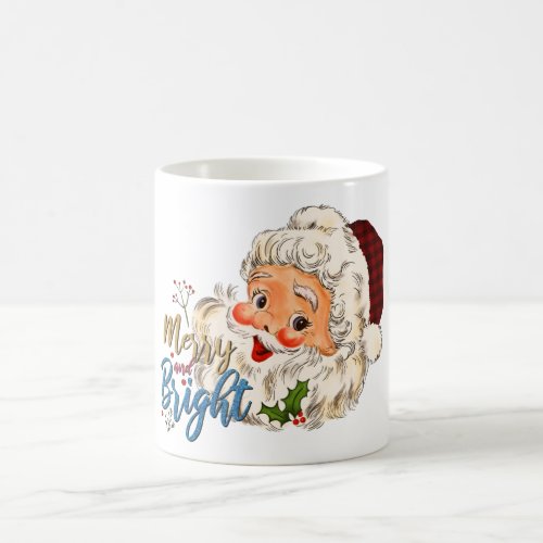 Vintage Christmas Santa Merry and Bright Coffee Mug