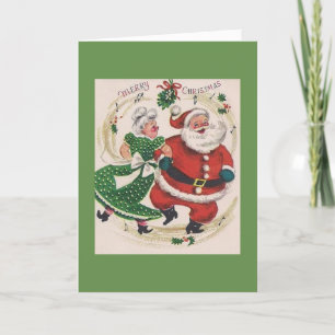 Vintage Christmas - Santa & Mrs. Claus Dancing Holiday Card