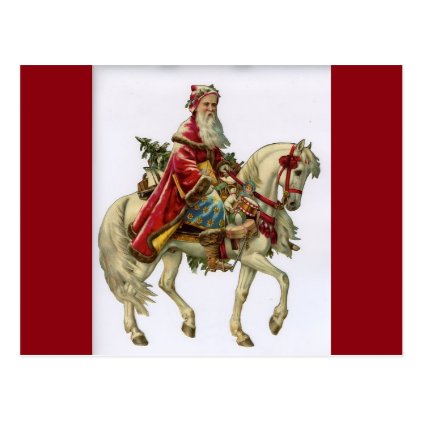 Vintage Christmas Santa on Horse Postcard