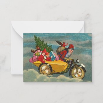 Vintage Christmas Santa On Motorbike 3.5 X 2.5 Note Card by vintagecreations at Zazzle