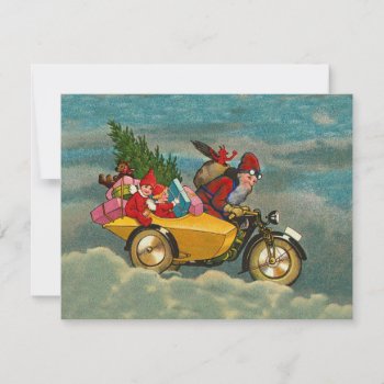 Vintage Christmas Santa On Motorbike 4.25 X 5.5 Card by vintagecreations at Zazzle