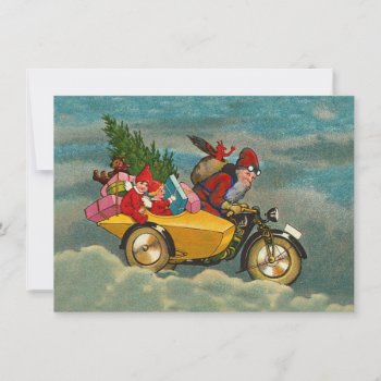 Vintage Christmas Santa On Motorbike 4.5 X 6.25 Card by vintagecreations at Zazzle