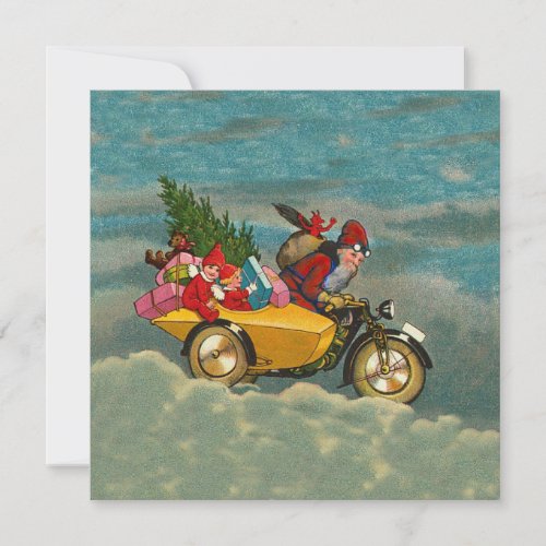 Vintage Christmas santa on motorbike 525 x 525 Card