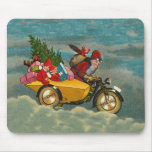 Vintage Christmas Santa On Motorbike Mouse Pad at Zazzle