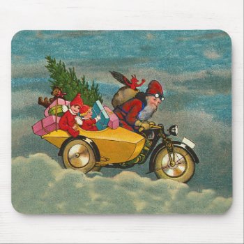 Vintage Christmas Santa On Motorbike Mouse Pad by vintagecreations at Zazzle