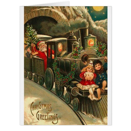 Vintage Christmas Santa On Train (Front)