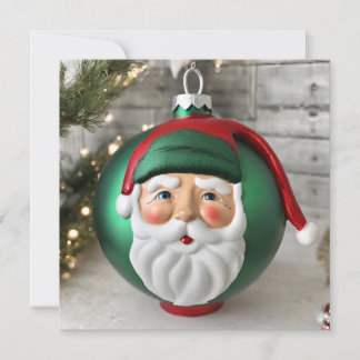 Vintage Christmas Santa Ornament Holiday Card