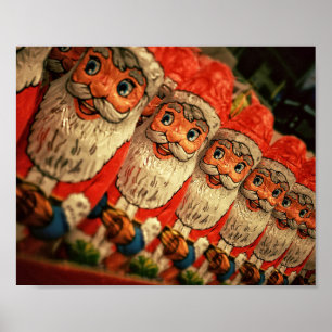 Vintage Christmas Santa Paper Mache Poster