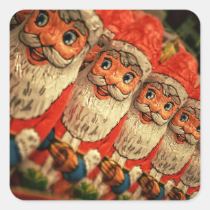Vintage Christmas Santa Paper Mache Square Sticker