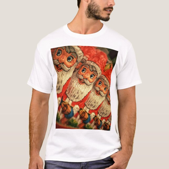 Vintage Christmas Santa Paper Mache T-Shirt (Front)