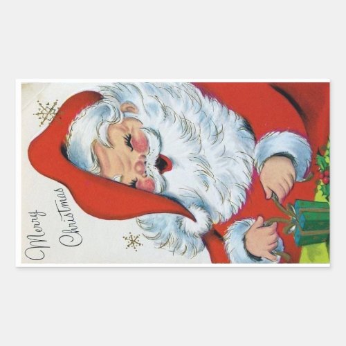 Vintage Christmas Santa Rectangular Sticker