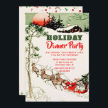 Vintage Christmas Santa Reindeer Dinner Party Invitation<br><div class="desc">Fun Santa theme, vintage Christmas holiday dinner party invitation- Invite family, friends, neighbors, and coworkers to your country holiday dinner party. Reads 'Holiday Dinner Party' in modern, bold, red and green Christmas colors lettering. Vintage cozy Christmas illustration in shades of classic holiday colors of red, green, and ivory displays a...</div>