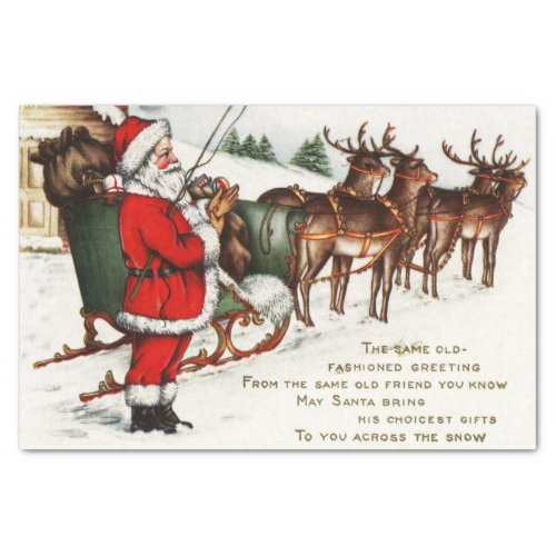 Vintage Christmas Santa reindeer party tissue Tissue Paper
