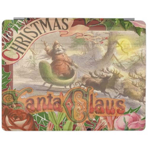 Vintage Christmas Santa Reindeer Sleigh iPad Smart Cover