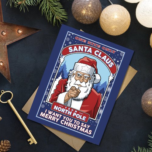 Vintage Christmas Santa Says Merry Christmas Card