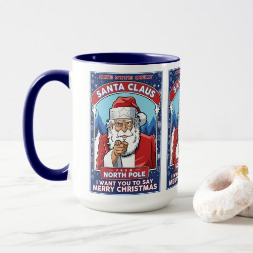 Vintage Christmas Santa Says Merry Christmas Mug