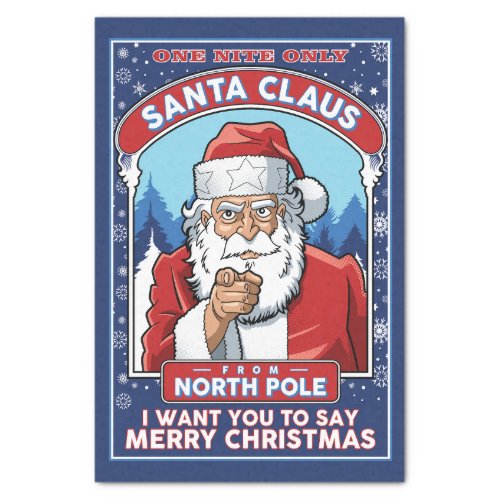 Vintage Christmas Santa Says Merry Christmas Tissue Paper