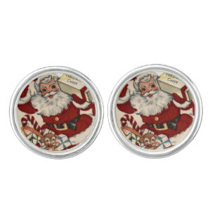 Vintage Christmas Santa silver cufflinks