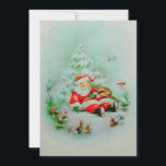 Vintage Christmas Santa Sleeping Holiday Card<br><div class="desc">Retro Vintage Christmas Santa Sleeps In Woods With The Animals Holiday Card.</div>