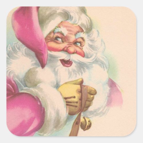 Vintage Christmas Santa Square Sticker
