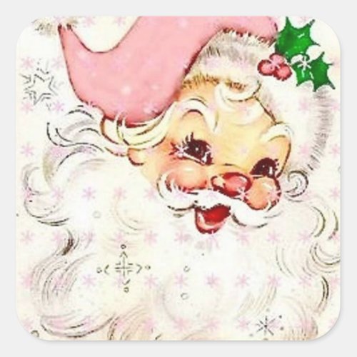 Vintage Christmas Santa Square Sticker